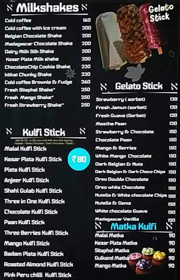 Icecream Factory menu 