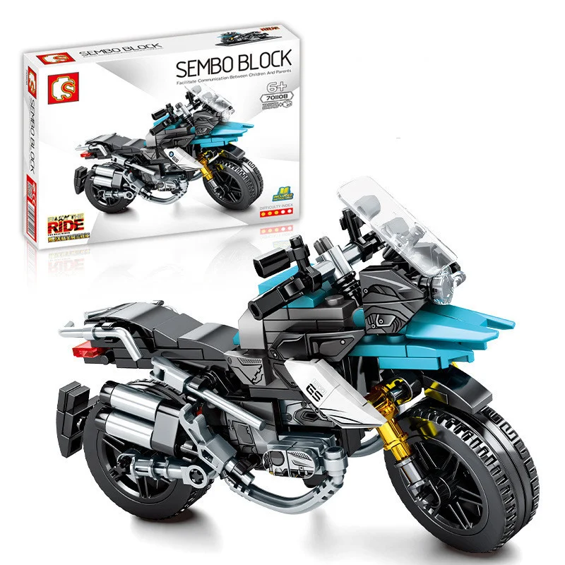 Technology Motorcycle Locomotive Model Assembling Small Particle Building Block Toys. Build your own model, enhancing pr