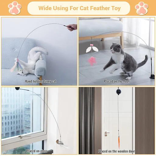 Simulation Bird Interactive Cat Teaser Toy with Suction Cup Funny Feather Bird for Kitten Play Chase Exercise Cat Toy Su
