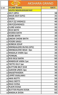 Akshara Grand menu 2
