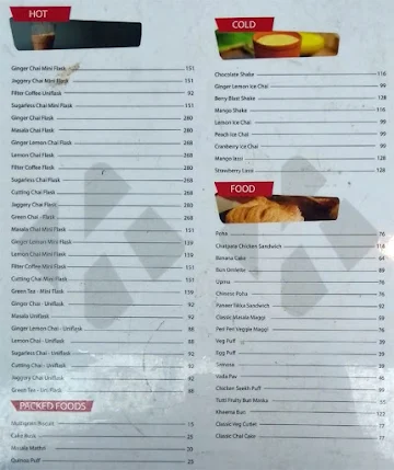 Chai Point menu 