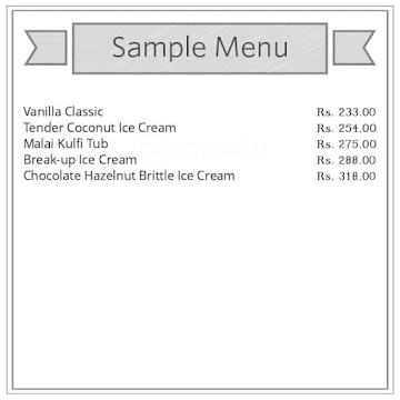 Natural Ice Cream menu 