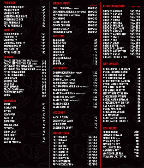 Kannur Food Point menu 