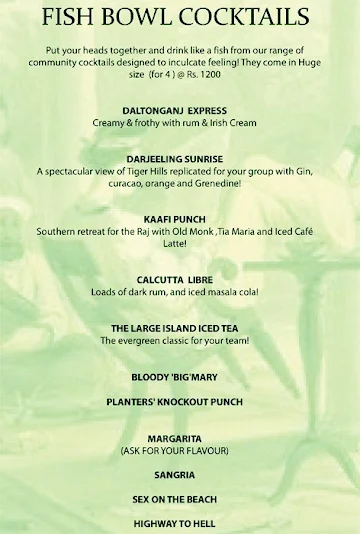 Hinglish - The Colonial Cafe menu 