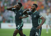 Nigeria's Kelechi Iheanacho celebrates his goal against Egypt in the 2021 Africa Cup of Nations match at Stade Omnisport de Garoua in Garoua, Cameroon.