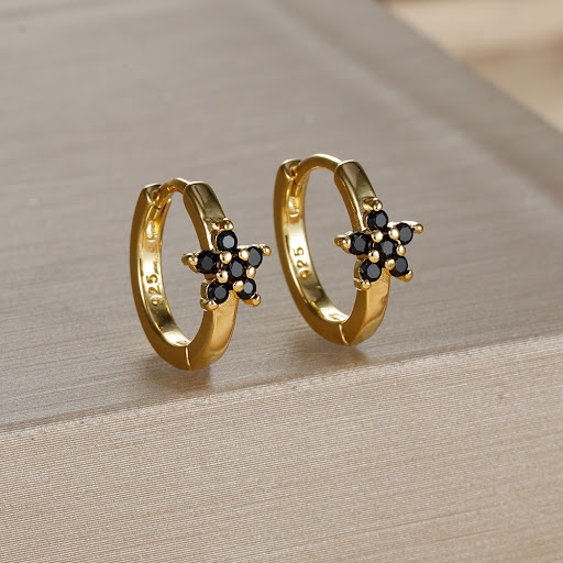 Title 8, Silver Needle Geometric Stars Rhinestone Earrin...