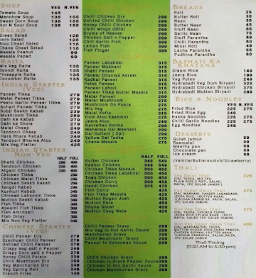 Nine 11 Restaurant & Cafe menu 