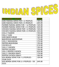 Indian Spices menu 1