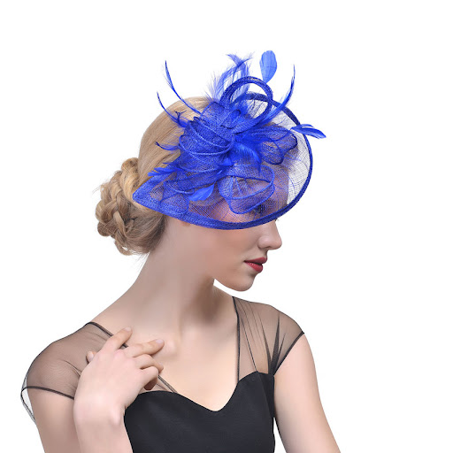 Title 12, Hemp Yarn Banquet Net Top Hat Bridal Feather Ha...