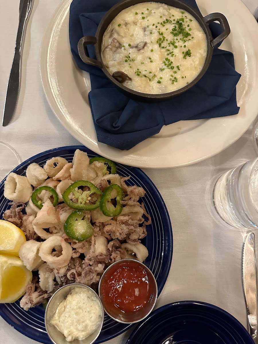 Fried Calamri & Mushroom Risotto