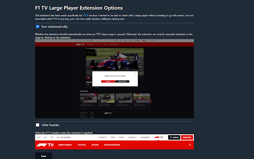 F1 TV Large Player