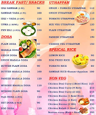 Srinivasa south Indian fast food menu 1