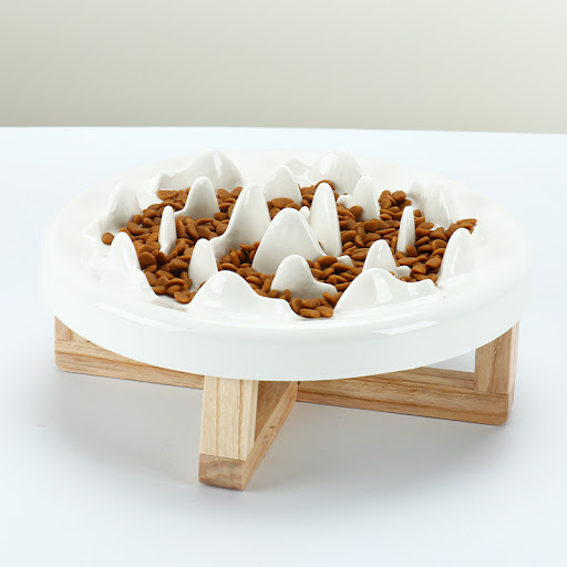 Title 9, Tilted solid wood double bowl for dogs and cats...