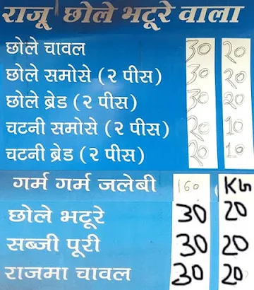 Raju Chole Bhature Wala menu 