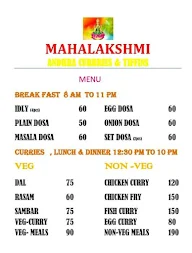 Hotel Mahalakshmi menu 1