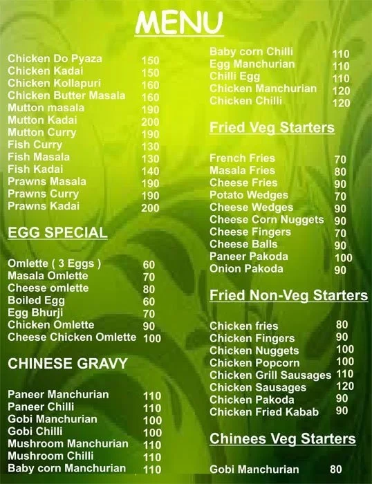 Elaichi menu 