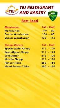 Tej Restaurant And Bakery menu 3