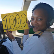 Tebogo Lekalakala celebrates chalking up 1,000 flying hours in August 2019.