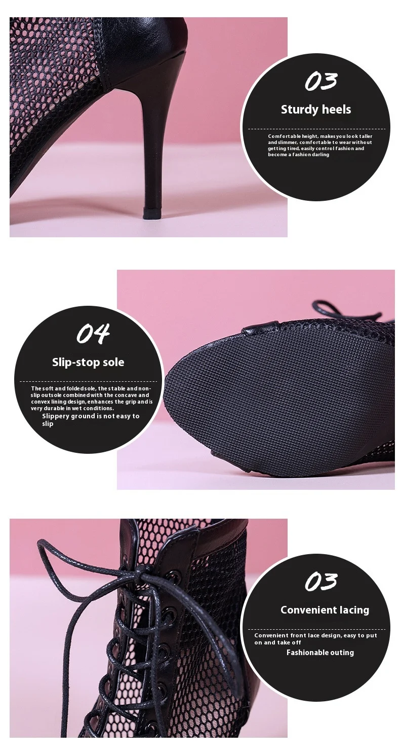 Title 10, Sandali donna in mesh con tacco a stiletto e pu...