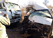 The aftermath of the deadly crash between a taxi and truck in Giyani on the pothole-ridden  D3840. 