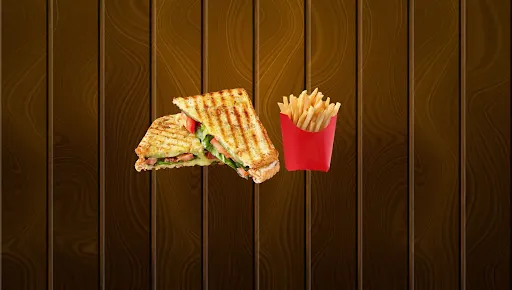 Veg Delight Sandwich With Fries [R]