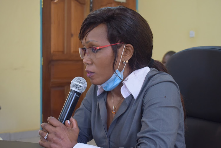 Winfred Tumbo when she was vetted for the position of chairmanship of Kitui CPSB by the Kitui County Assembly appointment committee on Thursday.