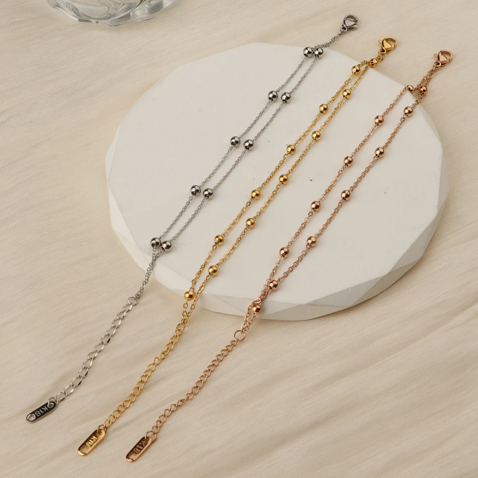 Bracelet perles double couche acier titane, motif ciel étoilé Ins, ne ternit pas. Un bijou durable et tendance pour un style unique.