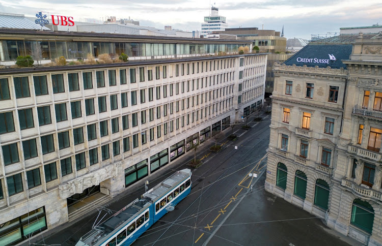 Swiss banks UBS and Credit Suisse offices in Paradeplatz in Zurich, Switzerland. Picture: REUTERS/DENIS BALIBOUSE