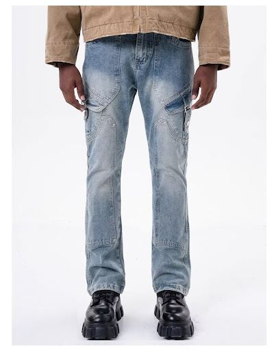 Title 1, Mens Jeans with Stitching, Multi-pocket, Strai...