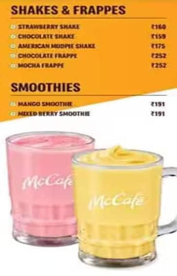 Mc Cafe By Mc Donald's menu 