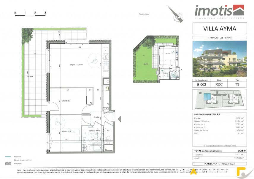 Vente appartement 3 pièces 61.1 m² à Thonon-les-Bains (74200), 360 000 €