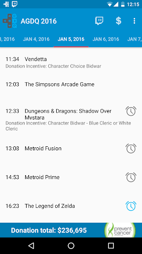 AGDQ 2016 Schedule