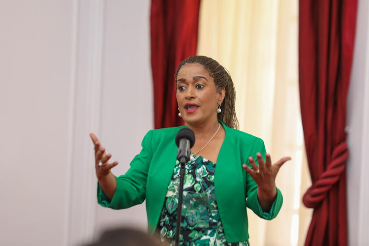 Nairobi women representative Esther Passaris speaking during President William Ruto's meeting with women leaders at State House on January 19, 2023