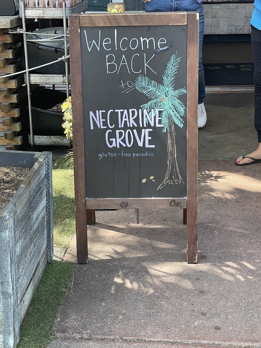 Nectarine Grove gluten-free menu