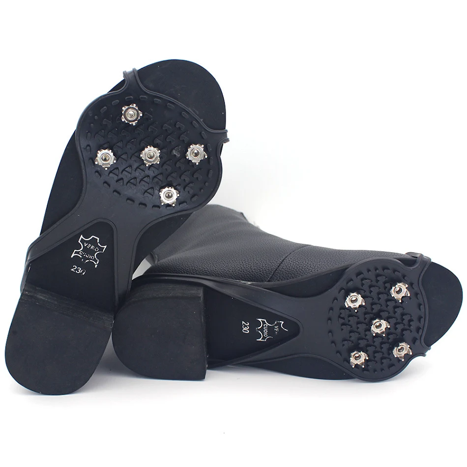 Crampons Unisex 5 Dents pour Chaussures, Antidérapants pour Neige, Crampons à Pointes pour Randonnée et Escalade