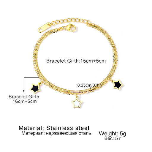 Title 2, Five-pointed Star Stainless Steel Bracelet. A s...