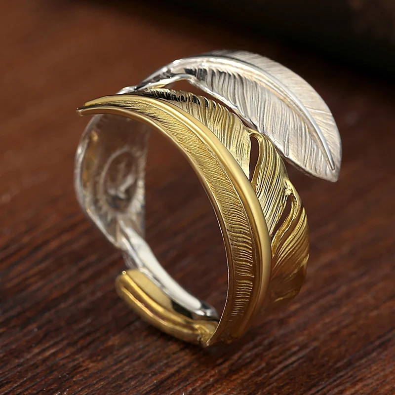 Title 6, Dames vintage mode zilveren veer vorm ring, een...