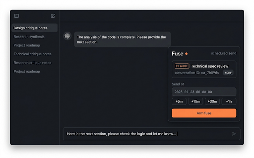 Fuse - Scheduled Send for Claude & ChatGPT screenshot 1