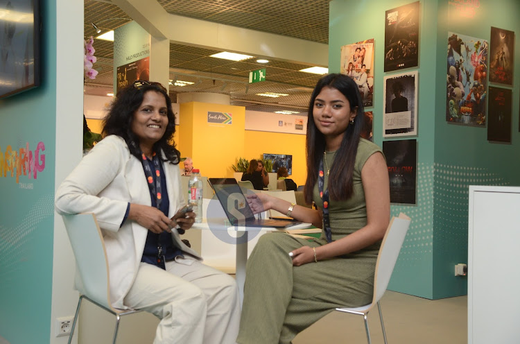 Writer based in Oman Sudha Sha and actress Nilanjana Sha at the 77th edition of Cannes Festival in France on May 16, 2024.