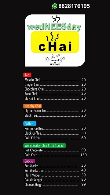 Wedneesday Chai Cafe menu 