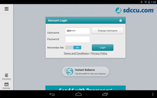 SDCCU Mobile Banking Tablet