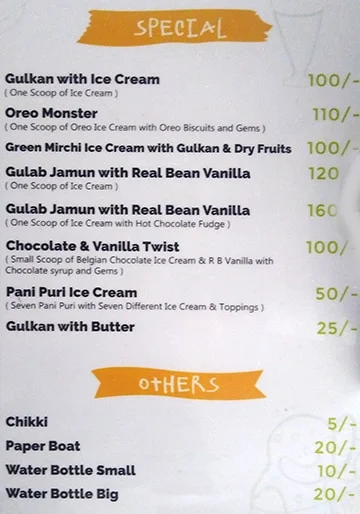 Thanco's Natural Ice Cream menu 