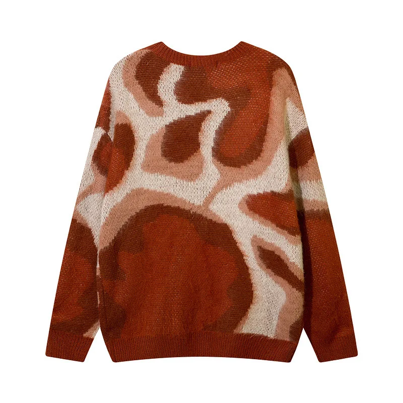 Suéter de Tricô Solto para Casal, com Cores Contrastantes e Estilo Ins Street Trend. Conforto e Moda em Uma Peça.