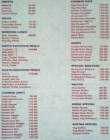 Nandini Swadista Loka menu 