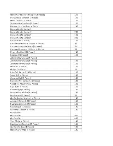 Balaram Mullick & Radharaman Mullick Sweets menu 