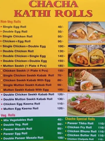 Chacha Kathi Rolls menu 