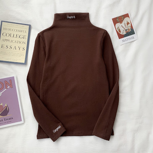 Title 8, Half High Collar Long Sleeve T-Shirt Slim Top