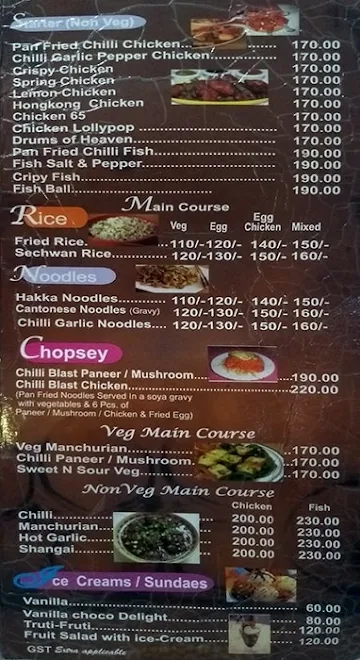 Coffee menu 