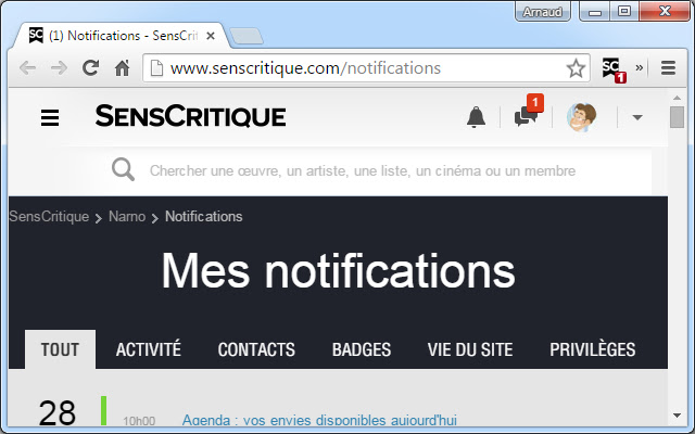 SensCritique Notifier chrome extension