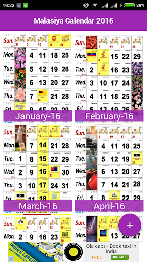 Malasiya Calendar 2016